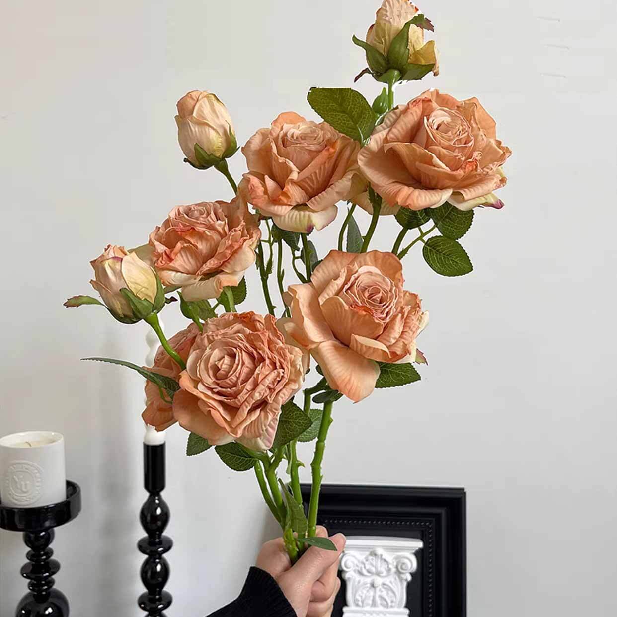 Coral Rose Artificial Flower - 18 inches