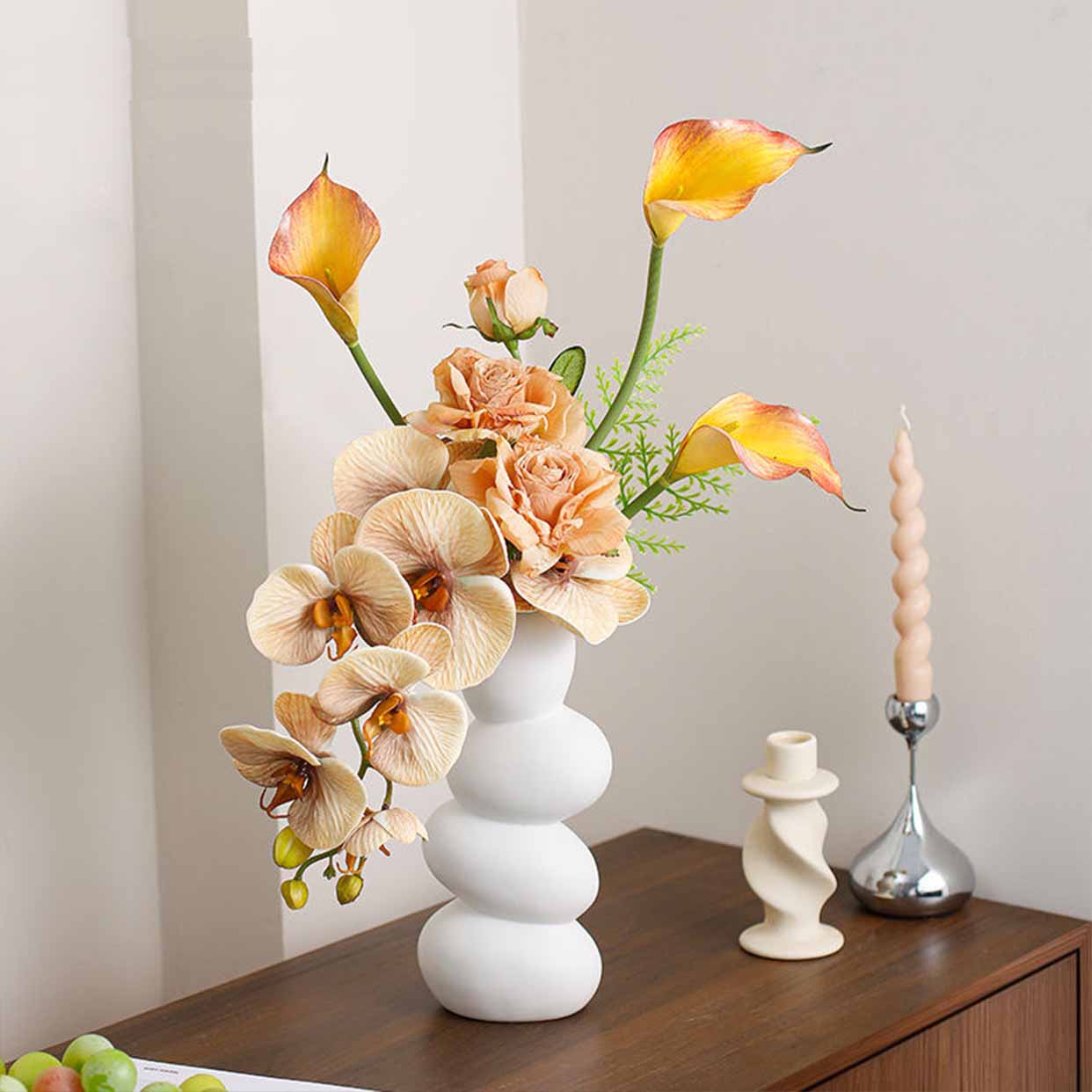 Artificial Phalaenopsis Arrangement with Stone Vase