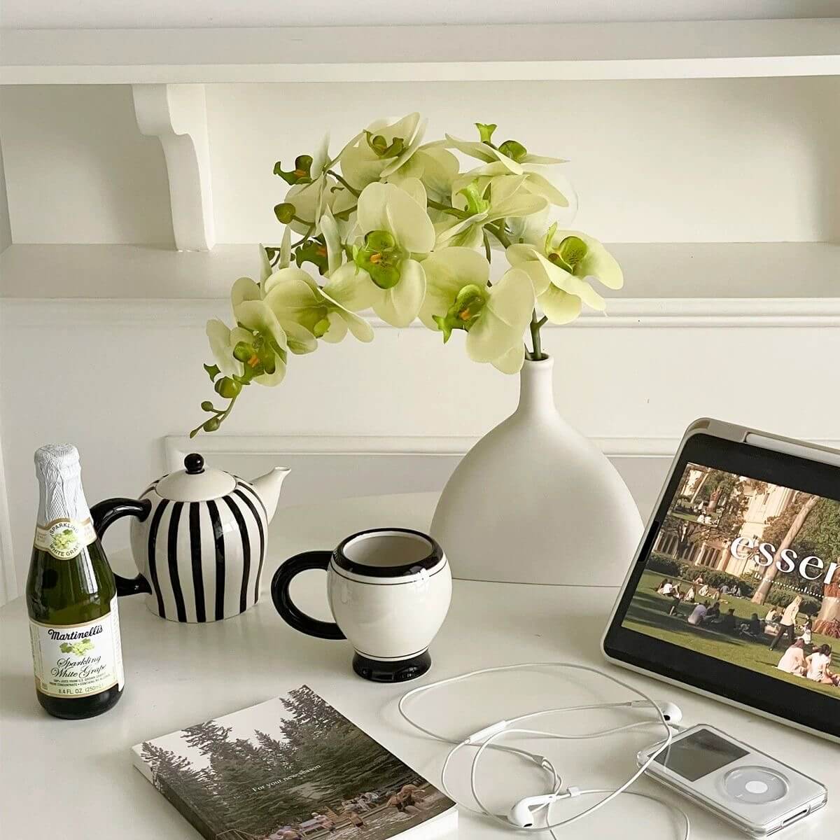 Real Touch Artificial Phalaenopsis Orchid and Vase
