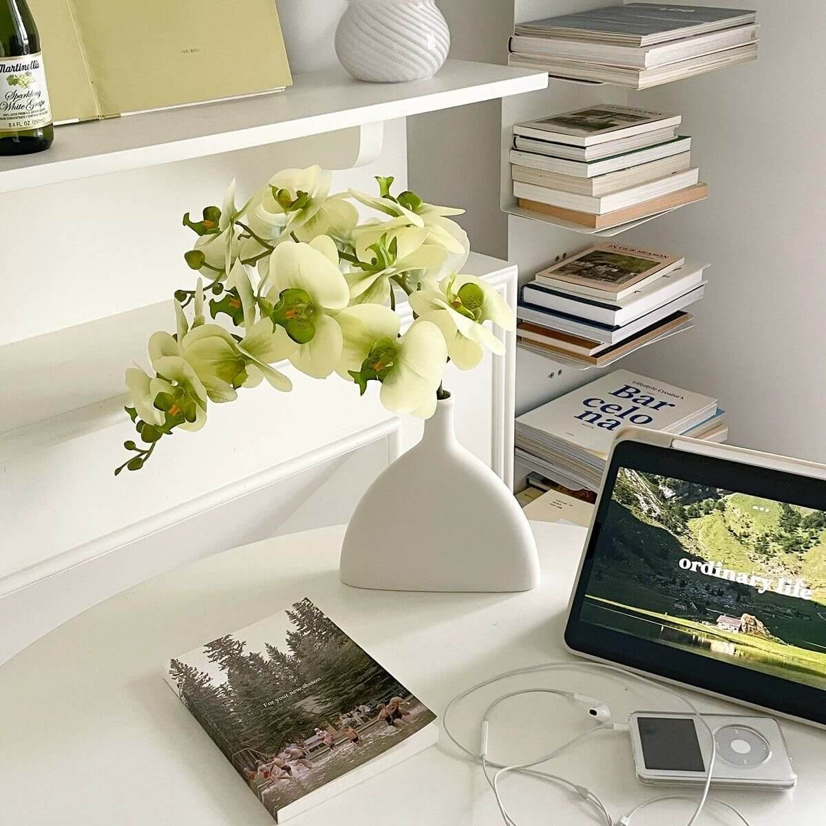 Real Touch Artificial Phalaenopsis Orchid and Vase